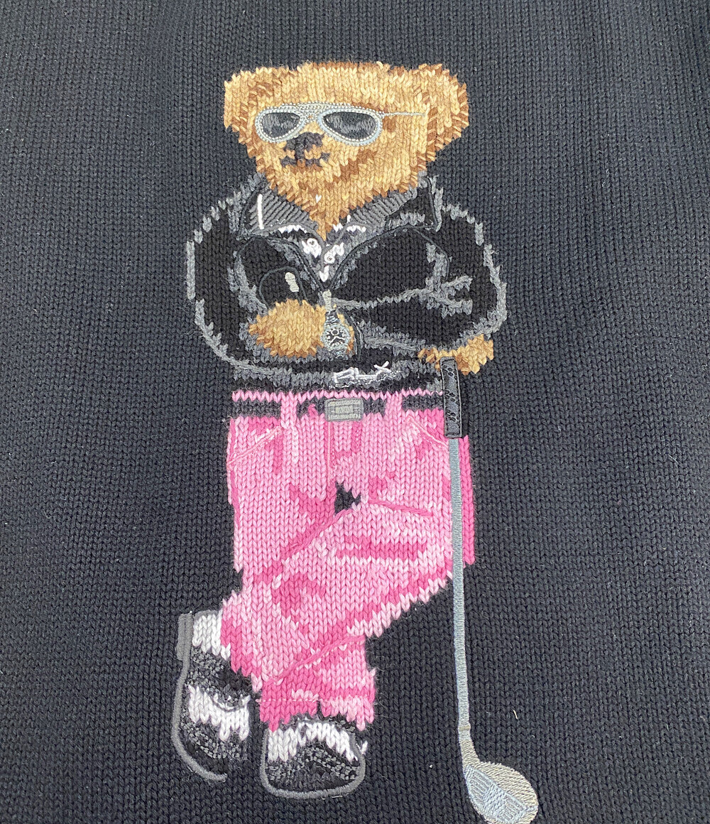 RLX RALPH LAUREN ニット GOLF BEAR ブラック 785931321001 メンズ SIZE L アールエルエックス ラルフローレン