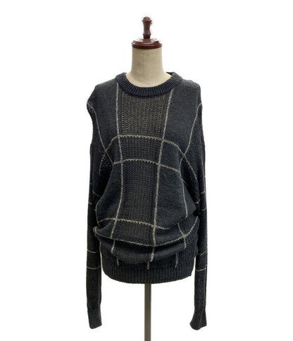 イッセイミヤケフェット 長袖ニット かぎ編み 切替 IF52FF045 レディース SIZE 03 ISSEY MIYAKE FETE