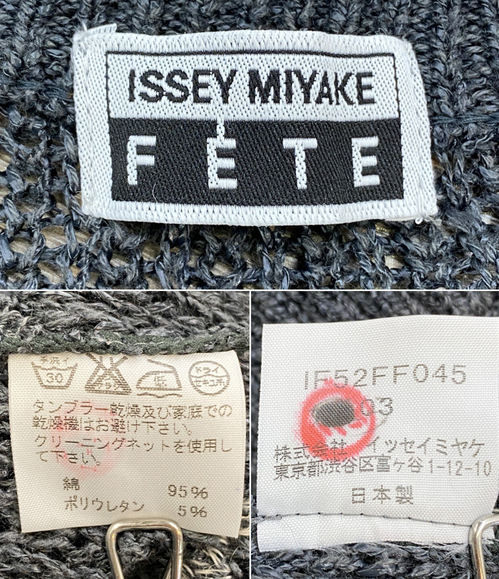 イッセイミヤケフェット 長袖ニット かぎ編み 切替 IF52FF045 レディース SIZE 03 ISSEY MIYAKE FETE