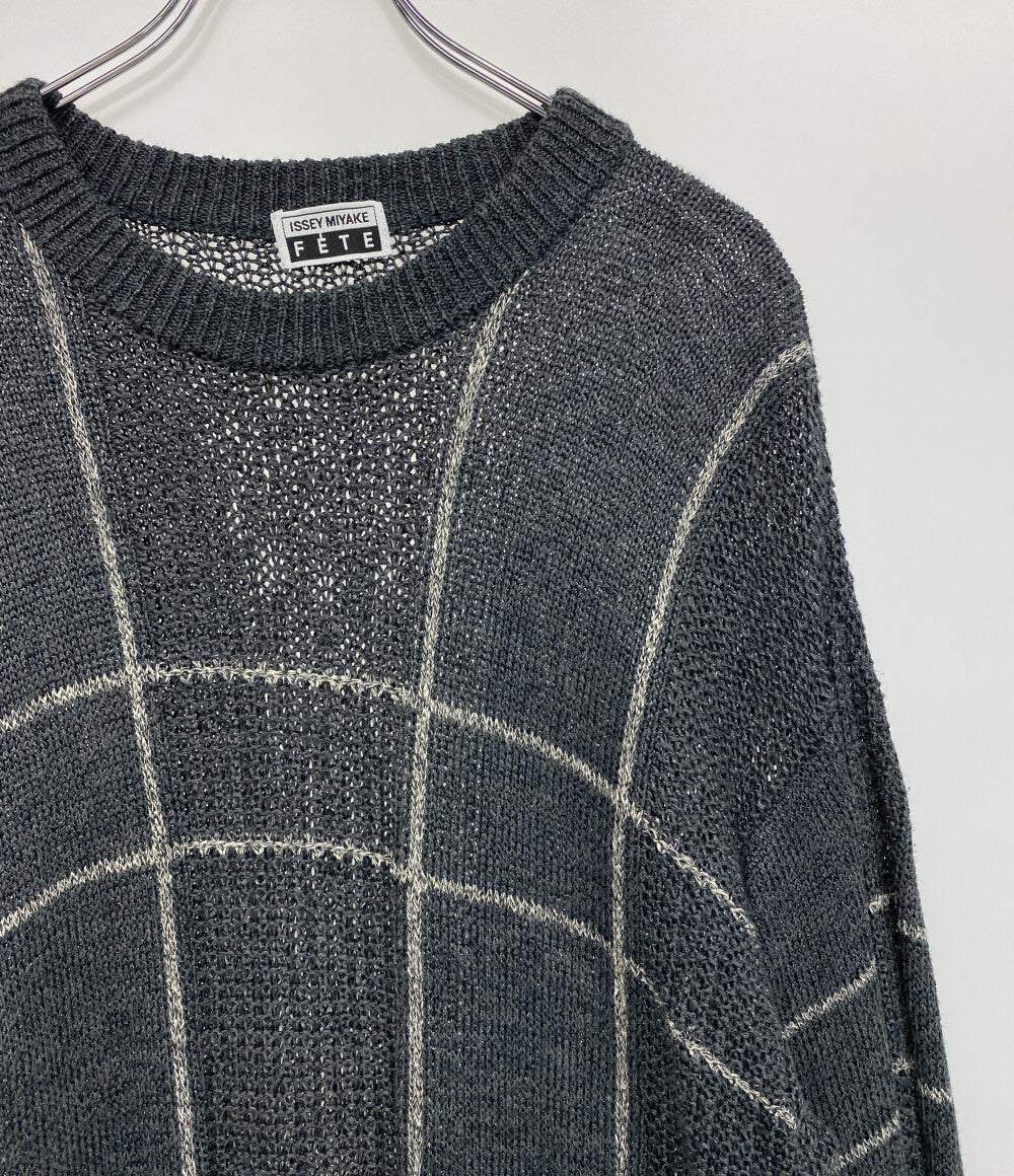 イッセイミヤケフェット 長袖ニット かぎ編み 切替 IF52FF045 レディース SIZE 03 ISSEY MIYAKE FETE
