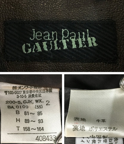 ジャンポール・ゴルチェ ダブルボタン レザージャケット 牛革 レディース SIZE 40 jean paul gaultier
