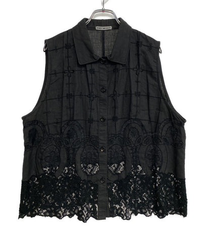 イッセイミヤケ ベスト 花柄 デコルテレース レディース SIZE M ISSEY MIYAKE