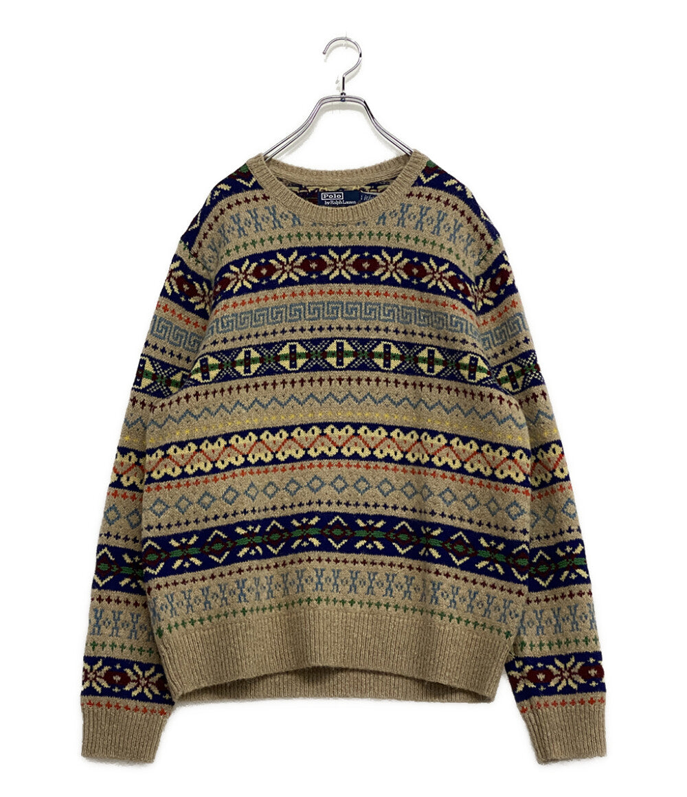 美品 POLO RALPH LAUREN ニット ファアアイル アルパカ混 メンズ SIZE L ポロ・ラルフローレン
