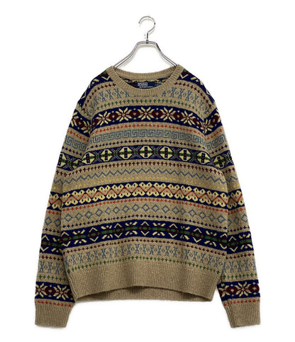 美品 POLO RALPH LAUREN ニット ファアアイル アルパカ混 メンズ SIZE L ポロ・ラルフローレン