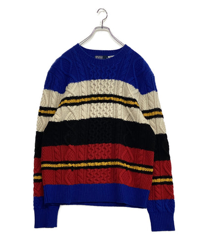 美品 POLO RALPH LAUREN ニット ボーダー アルパカ混 メンズ SIZE L ポロ・ラルフローレン