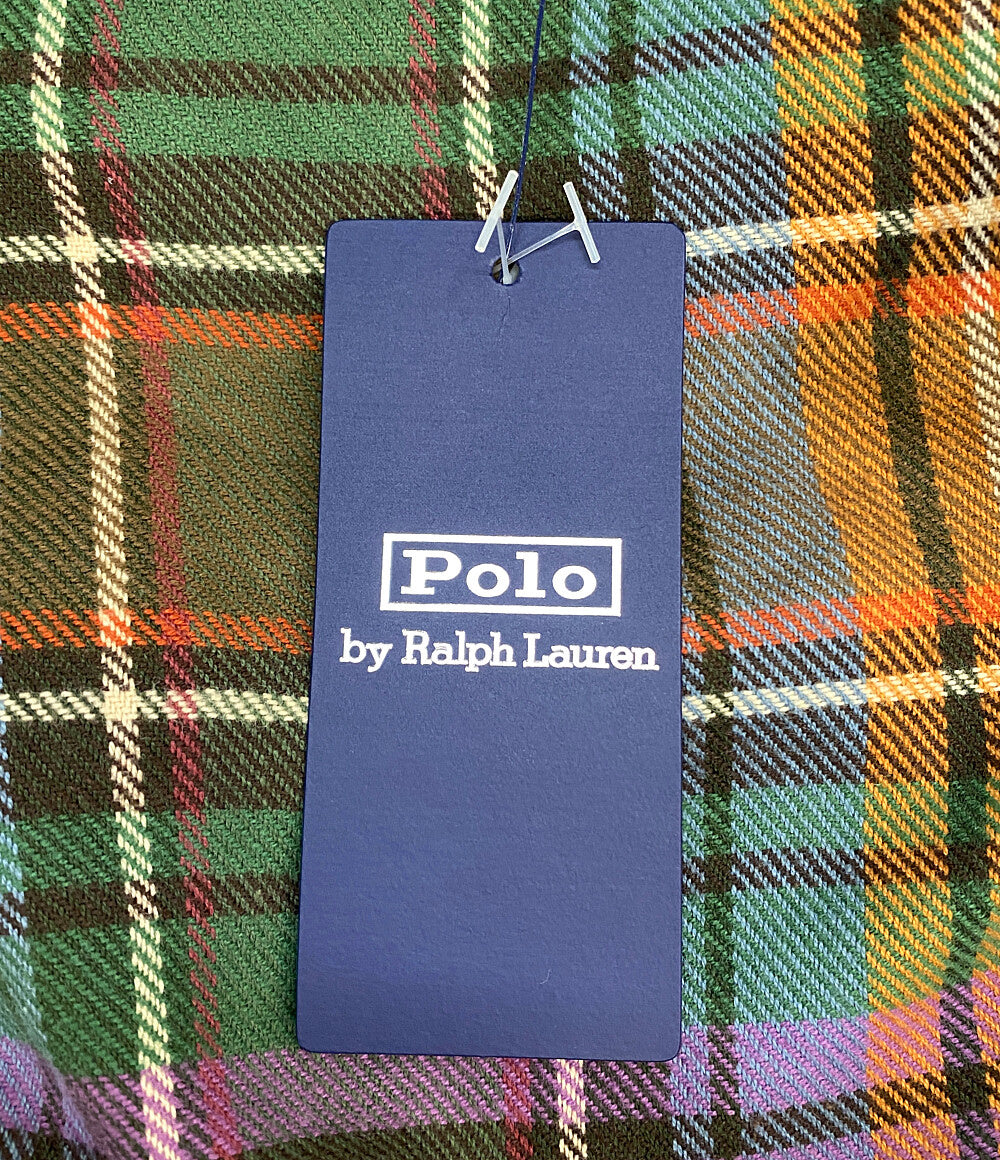 美品 RALPH LAUREN 長袖シャツ ネル チェック パープル メンズ SIZE L ラルフローレン