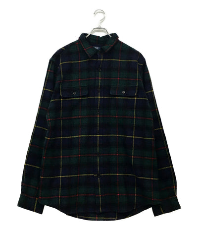 美品 RALPH LAUREN 長袖シャツ ワーク ウール チェック NAVY メンズ SIZE L ラルフローレン