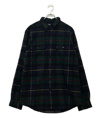 美品 RALPH LAUREN 長袖シャツ ワーク ウール チェック NAVY メンズ SIZE L ラルフローレン
