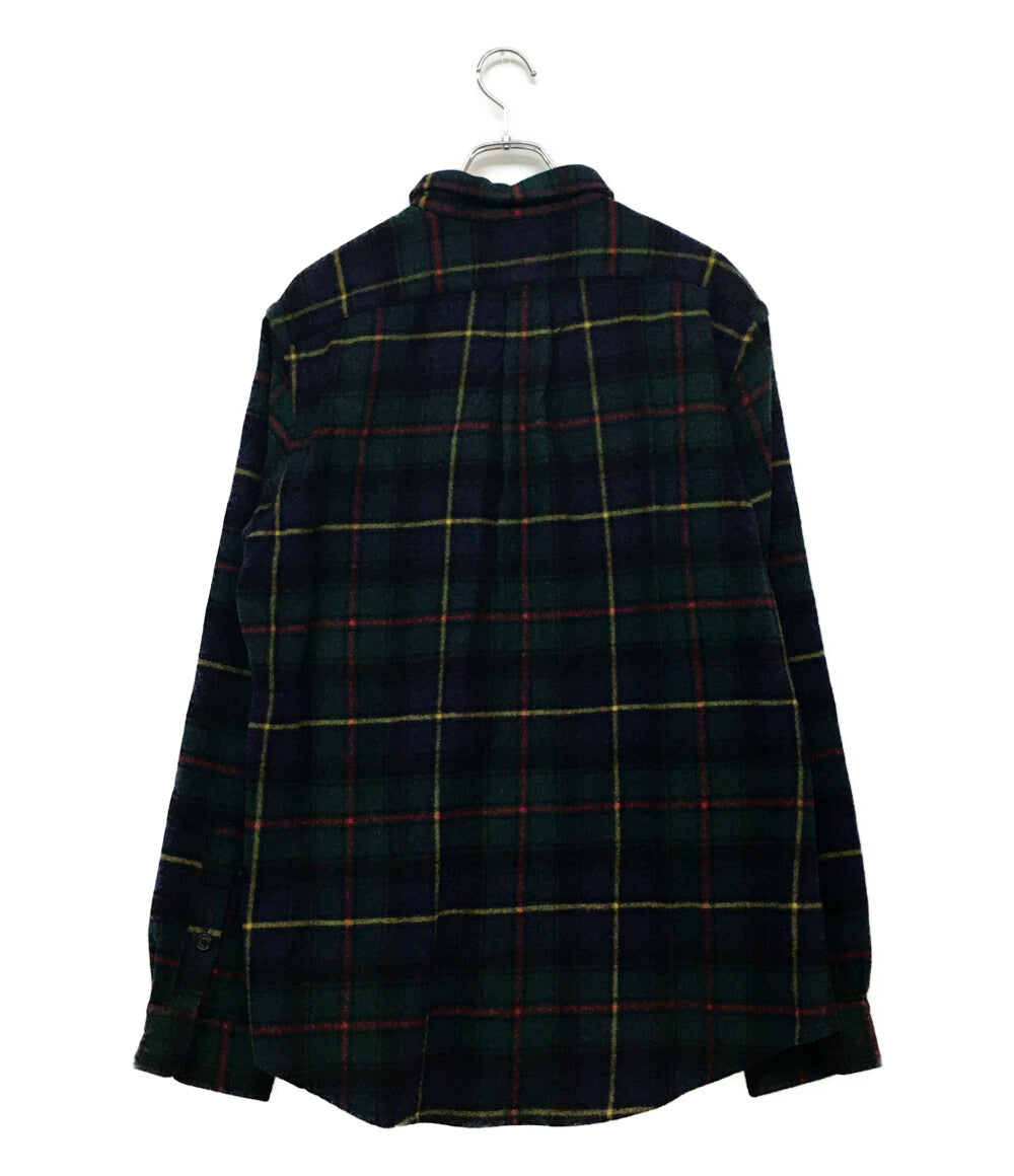 美品 RALPH LAUREN 長袖シャツ ワーク ウール チェック NAVY メンズ SIZE L ラルフローレン