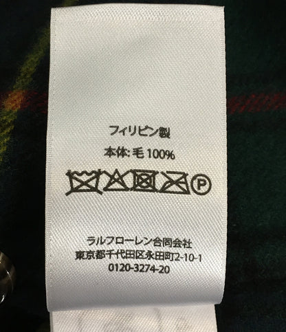 美品 RALPH LAUREN 長袖シャツ ワーク ウール チェック NAVY メンズ SIZE L ラルフローレン