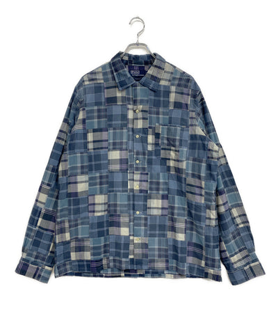 ポロバイラルフローレン 美品 長袖シャツ CLASSIC FIT パッチワーク オープンカラー メンズ SIZE L POLO by RALPH LAUREN