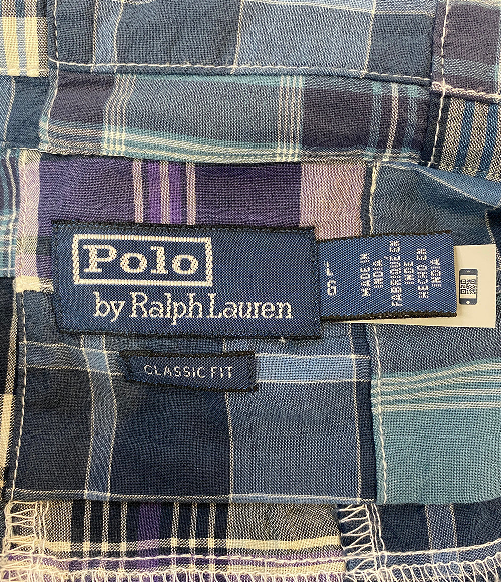 ポロバイラルフローレン 美品 長袖シャツ CLASSIC FIT パッチワーク オープンカラー メンズ SIZE L POLO by RALPH LAUREN