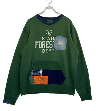 美品 POLO COUNTRY RALPH LAUREN ポロカントリー スウェット パッチワーク USED加工 メンズ SIZE L ラルフローレン