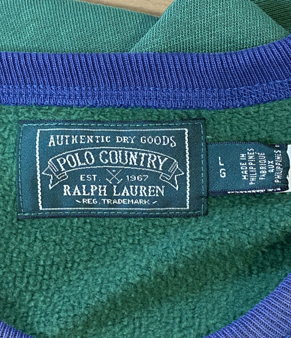 美品 POLO COUNTRY RALPH LAUREN ポロカントリー スウェット パッチワーク USED加工 メンズ SIZE L ラルフローレン