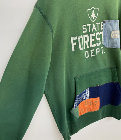 美品 POLO COUNTRY RALPH LAUREN ポロカントリー スウェット パッチワーク USED加工 メンズ SIZE L ラルフローレン