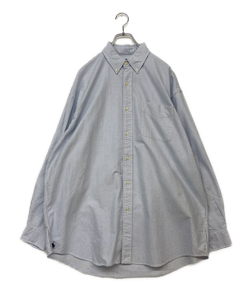 美品 POLO RALPH LAUREN 長袖シャツ THE BIG FIT ストライプ ブルー メンズ SIZE L ポロ・ラルフローレン