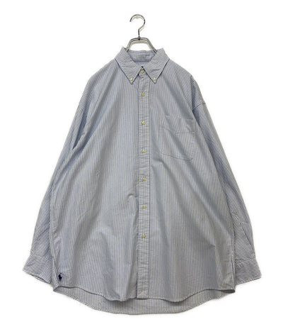 美品 POLO RALPH LAUREN 長袖シャツ THE BIG FIT ストライプ ブルー メンズ SIZE L ポロ・ラルフローレン