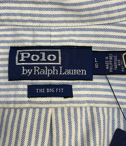 美品 POLO RALPH LAUREN 長袖シャツ THE BIG FIT ストライプ ブルー メンズ SIZE L ポロ・ラルフローレン