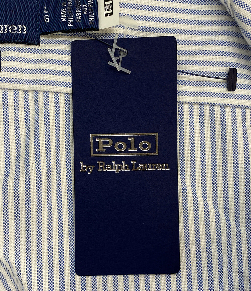 美品 POLO RALPH LAUREN 長袖シャツ THE BIG FIT ストライプ ブルー メンズ SIZE L ポロ・ラルフローレン