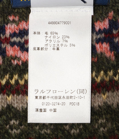 ラルフローレン 美品 マフラー ジャガード オリーブ メンズ RALPH LAUREN