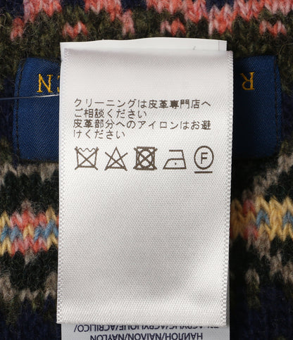 ラルフローレン 美品 マフラー ジャガード オリーブ メンズ RALPH LAUREN