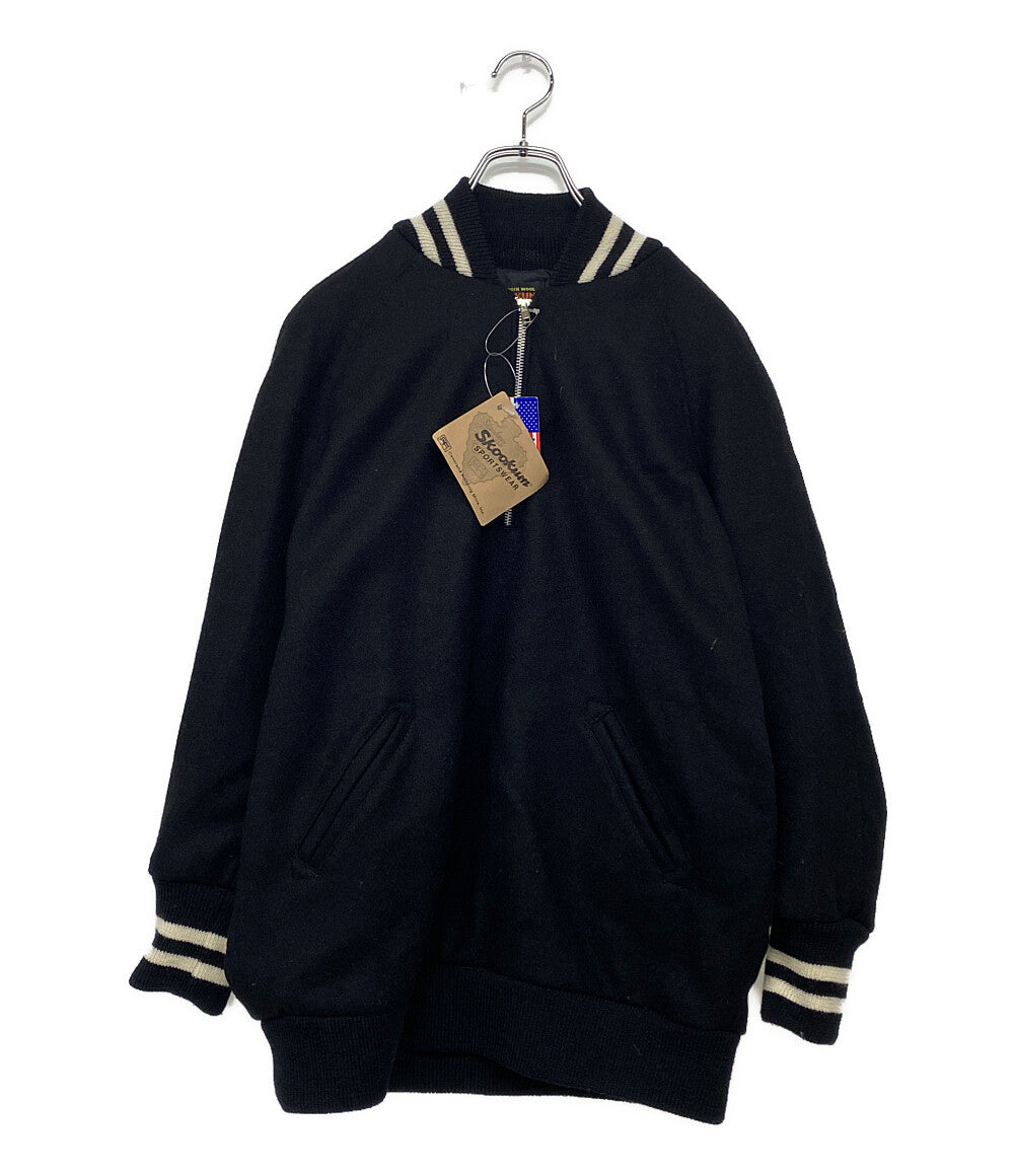 skookun スタジャン ブラック ハーフジップ アメリカ製 メンズ SIZE 38 スクーカム