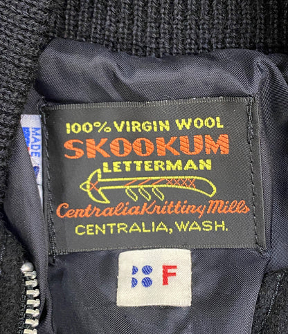 skookun スタジャン ブラック ハーフジップ アメリカ製 メンズ SIZE 38 スクーカム