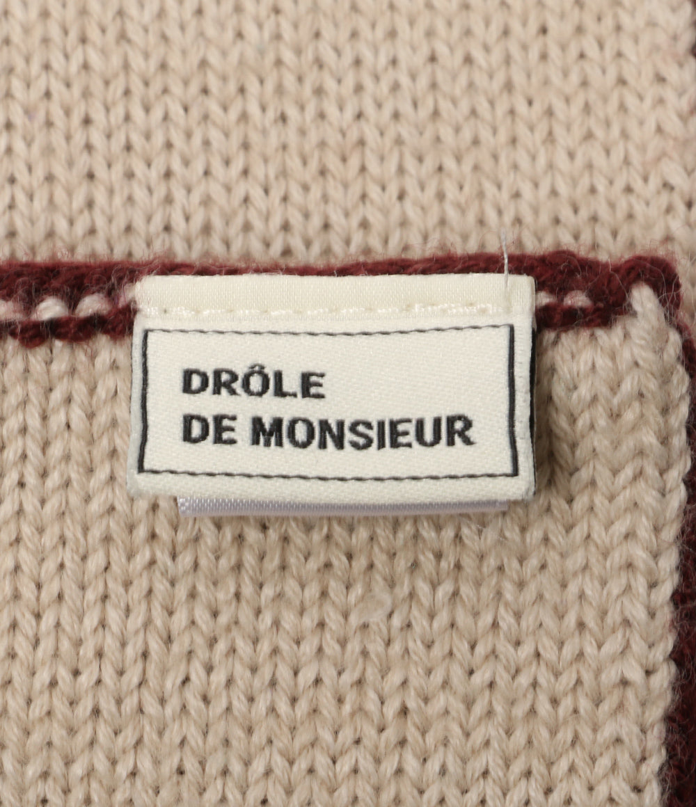 ドロールドムッシュ ストール バイカラー ロゴ メリノ混 メンズ Drole de Monsieur