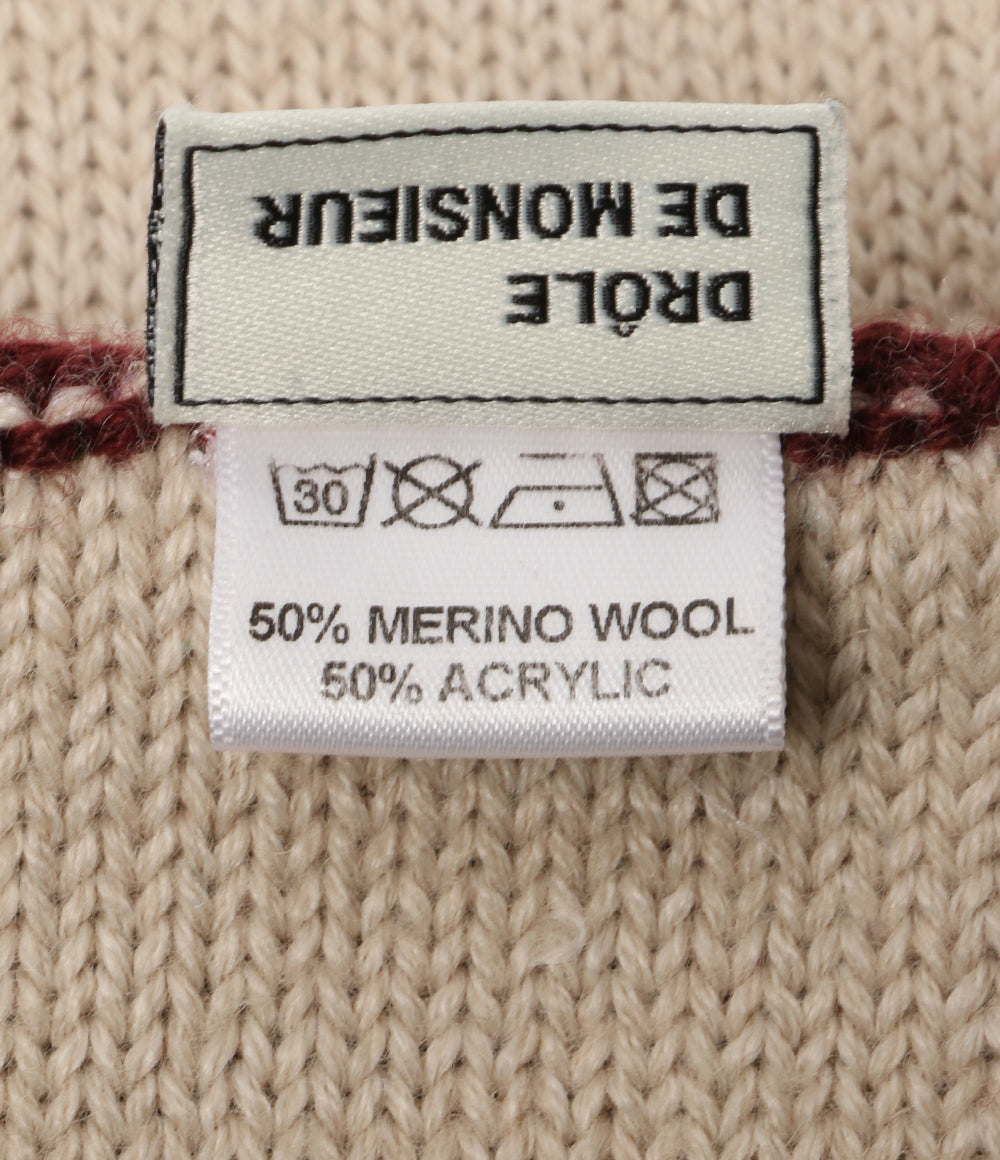 ドロールドムッシュ ストール バイカラー ロゴ メリノ混 メンズ Drole de Monsieur