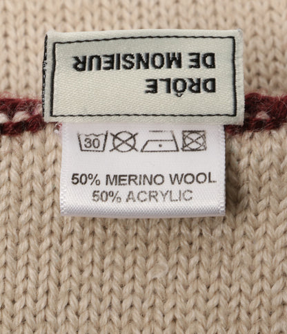 ドロールドムッシュ ストール バイカラー ロゴ メリノ混 メンズ Drole de Monsieur