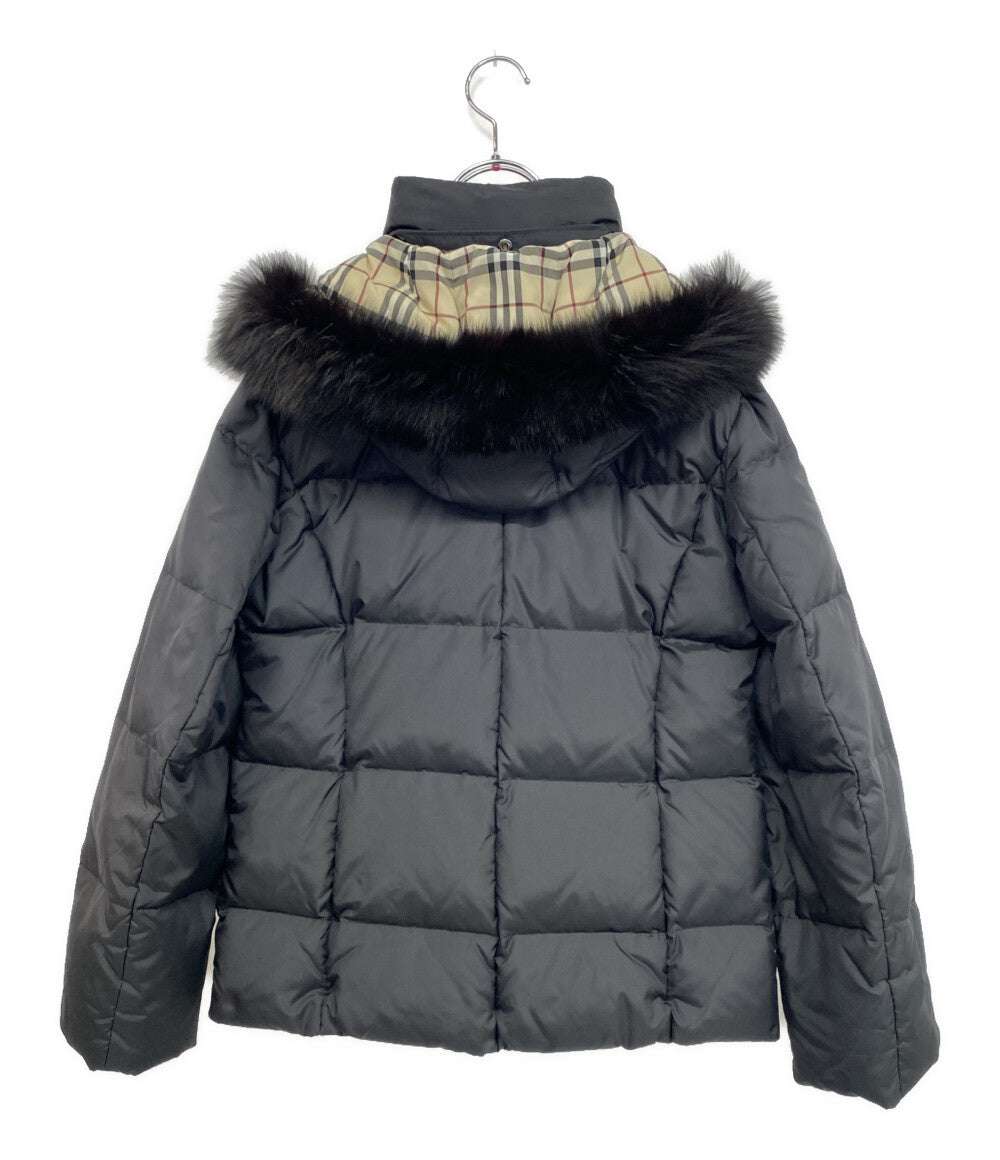 BURBERRY London ダウンジャケット ブラック ノバチェック ファー付 FS345-855-09 レディース SIZE 38 バーバリーロンドン