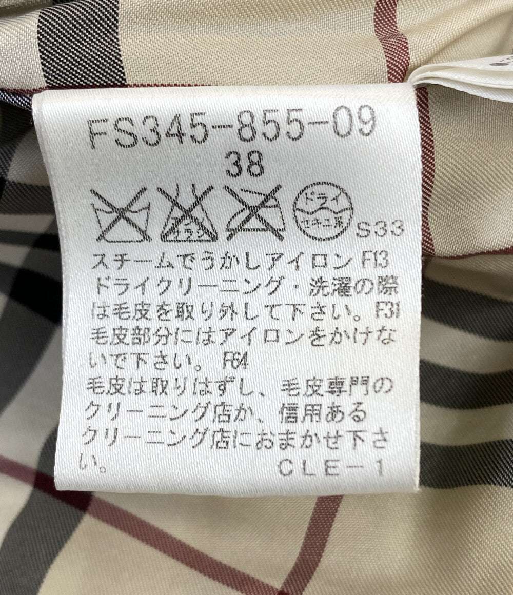 BURBERRY London ダウンジャケット ブラック ノバチェック ファー付 FS345-855-09 レディース SIZE 38 バーバリーロンドン