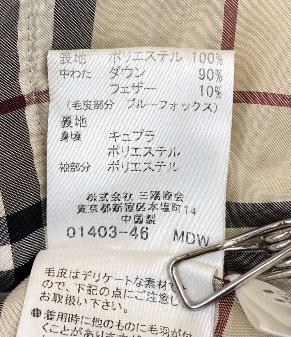 BURBERRY London ダウンジャケット ブラック ノバチェック ファー付 FS345-855-09 レディース SIZE 38 バーバリーロンドン