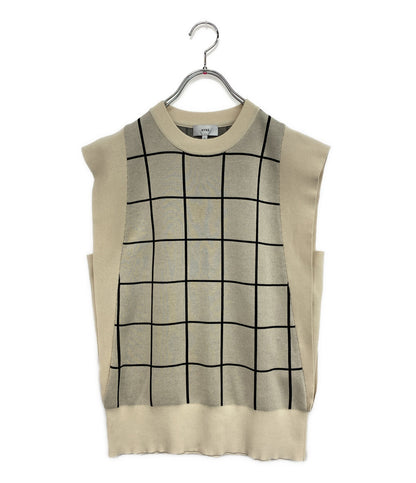 美品 HYKE ニット 22SS PLAID JACQUARD SLEEVELESS SWEATER 221-11277 レディース SIZE 1 ハイク