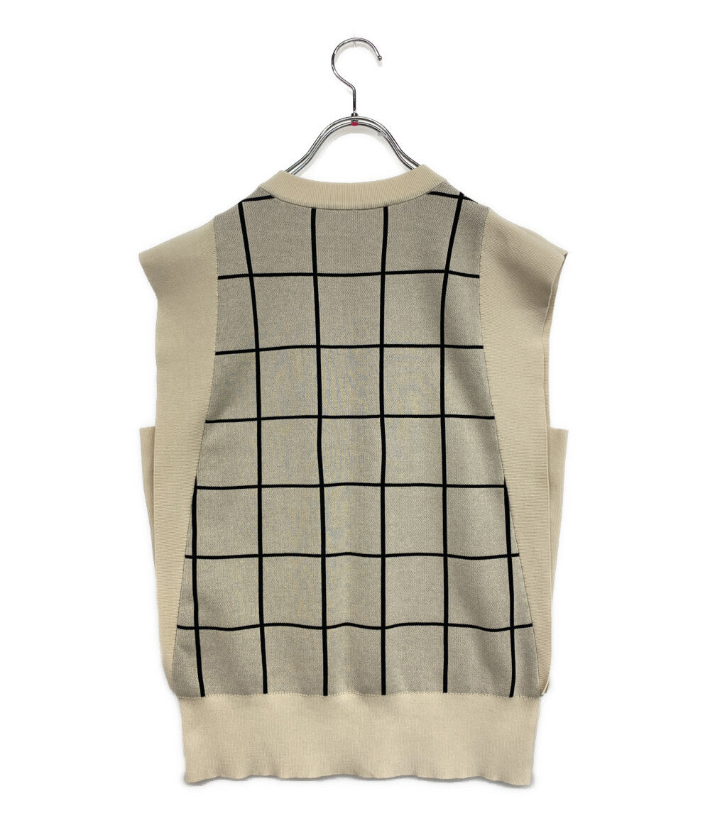 美品 HYKE ニット 22SS PLAID JACQUARD SLEEVELESS SWEATER 221-11277