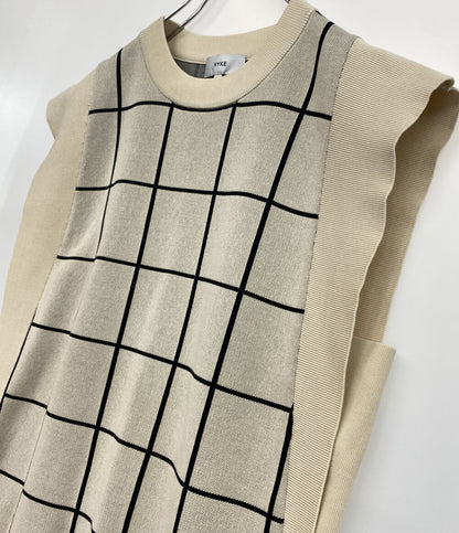 美品 HYKE ニット 22SS PLAID JACQUARD SLEEVELESS SWEATER 221-11277 レディース SIZE 1 ハイク