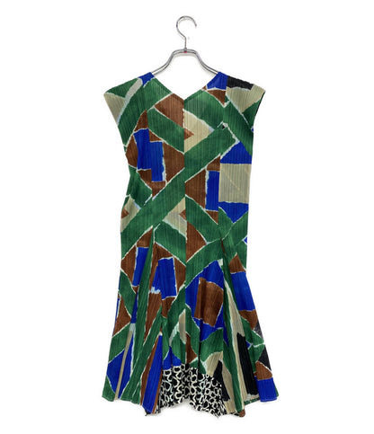 PLEATS PLEASE ジオメトリックノースリーブワンピース 15ss PP51-JH642 レディース SIZE 3 プリーツプリーズ