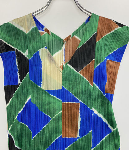 PLEATS PLEASE ジオメトリックノースリーブワンピース 15ss PP51-JH642 レディース SIZE 3 プリーツプリーズ