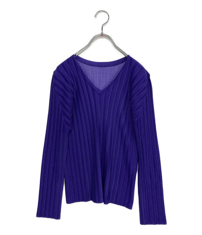 プリーツプリーズ Vネックロングカットソー　パープル レディース SIZE 03 PLEATS PLEASE ISSEY MIYAKE