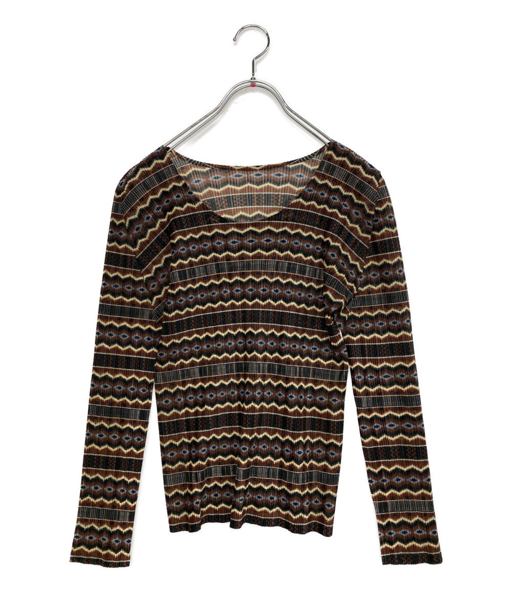 PLEATS PLEASE 総柄プリーツカットソー 12SS レディース SIZE 3 プリーツプリーズ