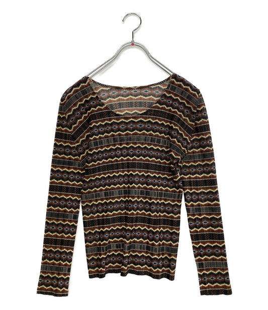 PLEATS PLEASE 総柄プリーツカットソー 12SS レディース SIZE 3 プリーツプリーズ