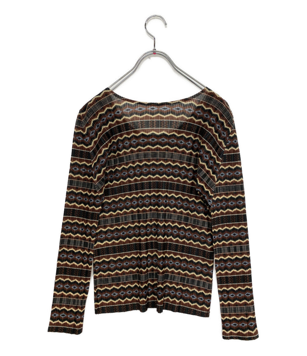 PLEATS PLEASE　カットソー　総柄　３ PLEATS PLEASE 総柄プリーツカットソー 12SS レディース SIZE 3