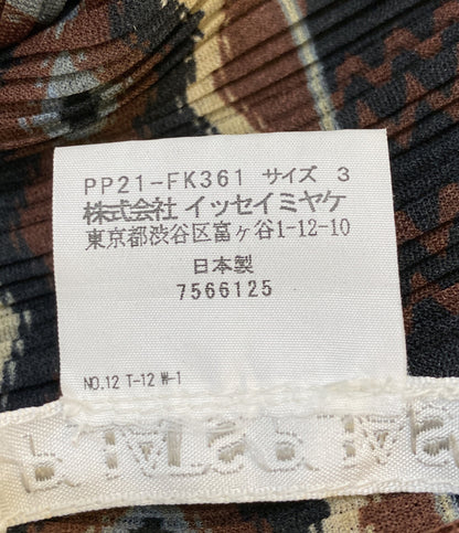 PLEATS PLEASE 総柄プリーツカットソー 12SS レディース SIZE 3 プリーツプリーズ