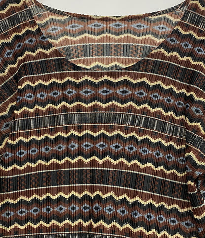 PLEATS PLEASE 総柄プリーツカットソー 12SS レディース SIZE 3 プリーツプリーズ