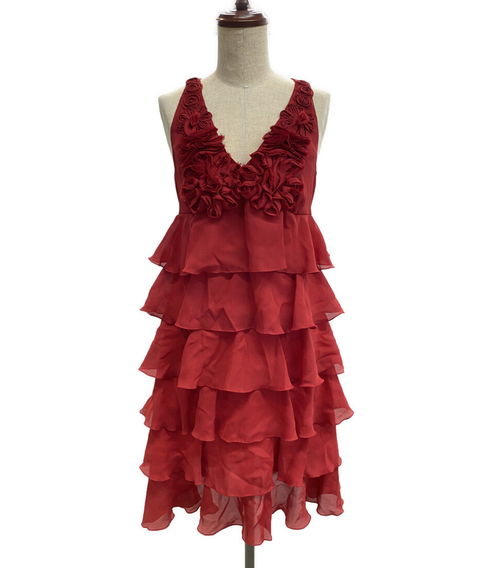 アレキサンダーマックイーン ドレス フリルワンピース レッド ローズ KRCQ-YM-1307 レディース SIZE S Alexander McQueen