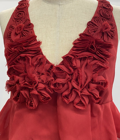 アレキサンダーマックイーン ドレス フリルワンピース レッド ローズ KRCQ-YM-1307 レディース SIZE S Alexander McQueen