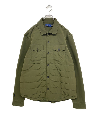 美品 RALPH LAUREN シャツジャケット キルティング ニット切替 オリーブ メンズ SIZE L ラルフローレン