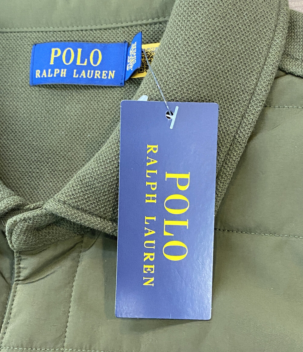 美品 RALPH LAUREN シャツジャケット キルティング ニット切替 オリーブ メンズ SIZE L ラルフローレン