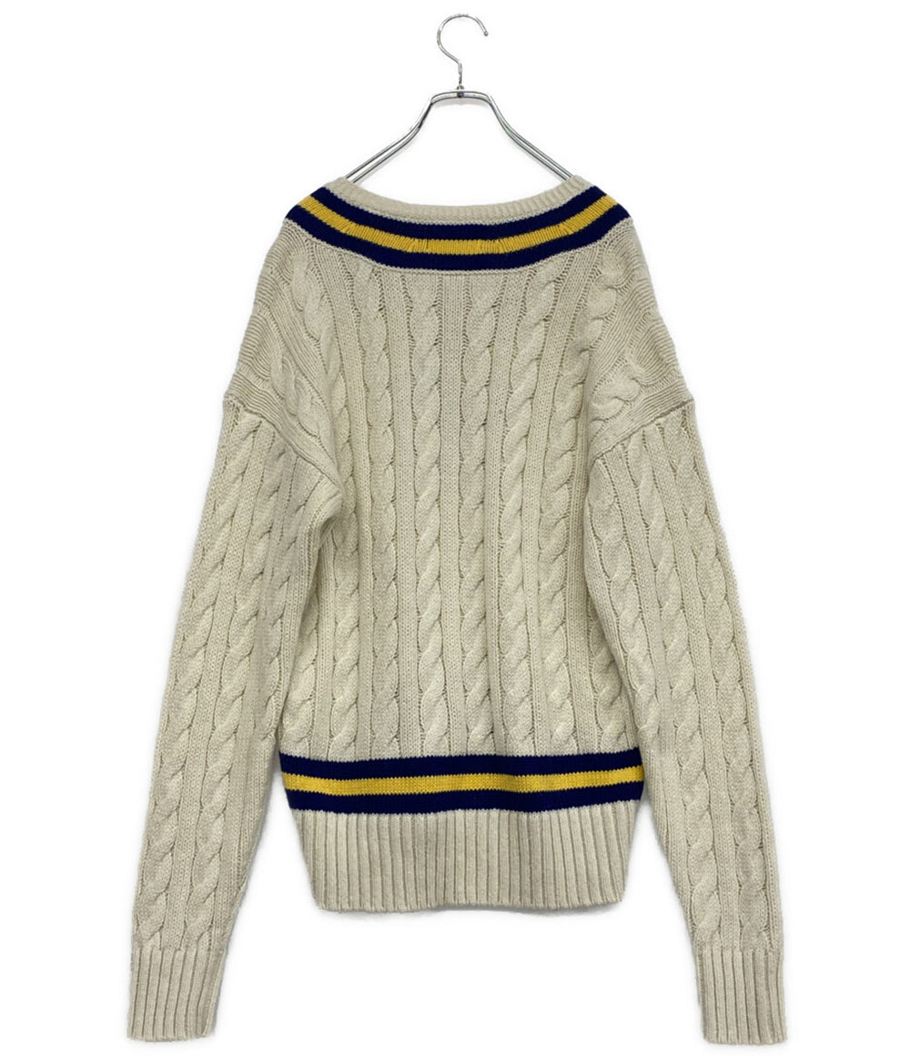 ポロ・ラルフローレン 美品 ニット エンブロイダリー コットンブレンド クリケット メンズ SIZE M POLO RALPH LAUREN