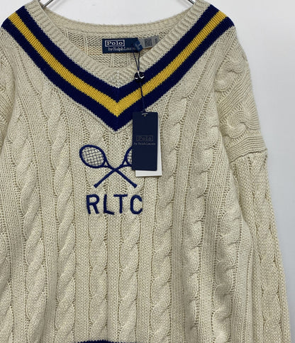 ポロ・ラルフローレン 美品 ニット エンブロイダリー コットンブレンド クリケット メンズ SIZE M POLO RALPH LAUREN
